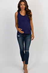 Navy Sleeveless Maternity/Nursing Top