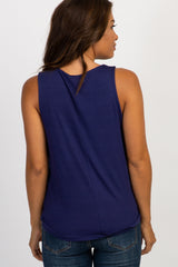 Navy Sleeveless Maternity/Nursing Top