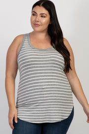 Heather Grey Striped Plus Tank Top