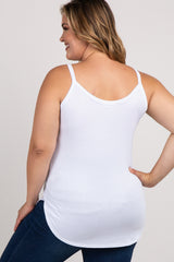 White Solid Sleeveless Plus Maternity Tank Top