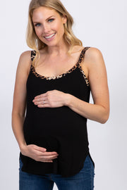 Black Leopard Strap Maternity Tank Top