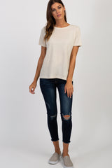 Ivory Solid Basic Short Sleeve Top