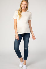 Ivory Solid Basic Short Sleeve Maternity Top