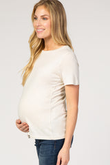 Ivory Solid Basic Short Sleeve Maternity Top