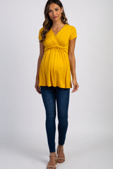 PinkBlush Gold Draped Front Maternity/Nursing Top