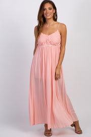 Light Pink Crochet Open Back Maxi Dress