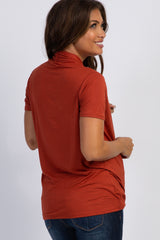 PinkBlush Rust Pleated Wrap Accent Maternity/Nursing Top