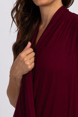 PinkBlush Burgundy Pleated Wrap Accent Nursing Top