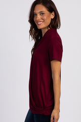 PinkBlush Burgundy Pleated Wrap Accent Nursing Top