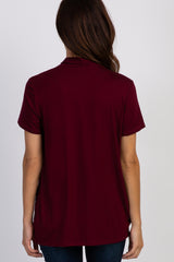 PinkBlush Burgundy Pleated Wrap Accent Nursing Top