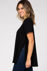 PinkBlush Black Pocket Front Layered Slit Side Top