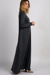 PinkBlush Charcoal Grey Button Front Maxi Dress