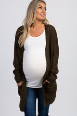 Olive Cable Knit Maternity Cardigan