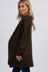 Olive Cable Knit Maternity Cardigan