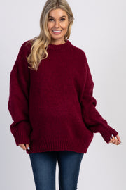 Burgundy Balloon Sleeve Maternity Sweater