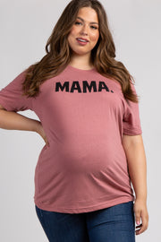 Mauve Mama Glitter Graphic Plus Maternity Top