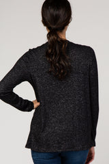 PinkBlush Black Heathered Long Sleeve Wrap Nursing Top