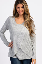 PinkBlush Heather Grey Long Sleeve Wrap Nursing Top