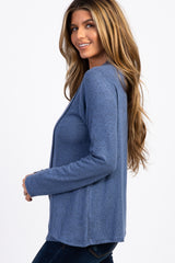 PinkBlush Blue Heathered Long Sleeve Wrap Nursing Top