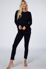 Navy Basic Long Sleeve Pajama Set