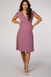 PinkBlush Mauve Draped Maternity/Nursing Dress