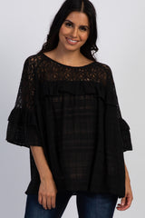 Black Lace Ruffle Tunic