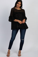 Black Lace Ruffle Tunic