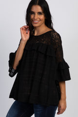 Black Lace Ruffle Tunic