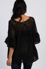 Black Lace Ruffle Tunic