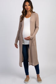 Mocha Ribbed Maternity Duster Cardigan