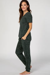 Olive Green Knit Short Sleeve Pajama Set