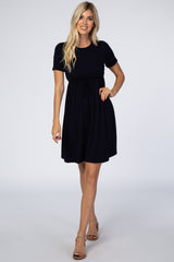 PinkBlush Navy Blue Cuff Sleeve Waist Tie Dress