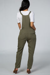 Olive Front Tie Overalls