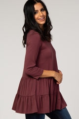 Burgundy Tiered Mock Neck Top