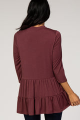 Burgundy Tiered Mock Neck Top