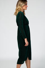 Green Velvet Knotted Plunge Dress