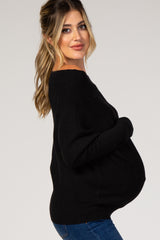 Black Dolman Sleeve Wide Neck Maternity Sweater