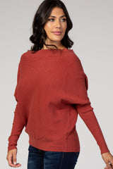 Rust Dolman Sleeve Wide Neck Sweater