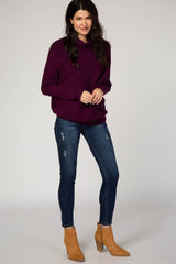 Purple Funnel Neck Dolman Sleeve Sweater