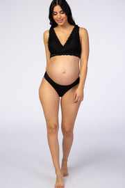 Black Solid Side Fastener Maternity Briefs