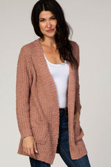 Mauve Popcorn Knit Cardigan