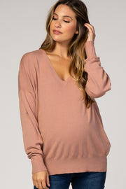 Mauve Dolman Sleeve Knit Maternity Top