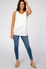 PinkBlush Ivory Solid Sleeveless Nursing Top