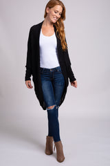 Black Waffle Knit Cocoon Cardigan