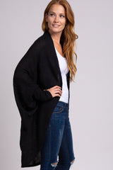 Black Waffle Knit Cocoon Cardigan