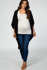 Black Waffle Knit Cocoon Maternity Cardigan