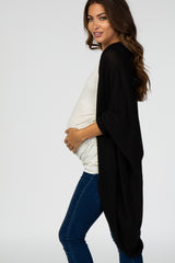 Black Waffle Knit Cocoon Maternity Cardigan