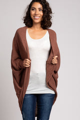 Rust Waffle Knit Cocoon Cardigan