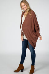 Rust Waffle Knit Cocoon Maternity Cardigan