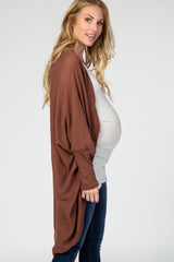 Rust Waffle Knit Cocoon Maternity Cardigan